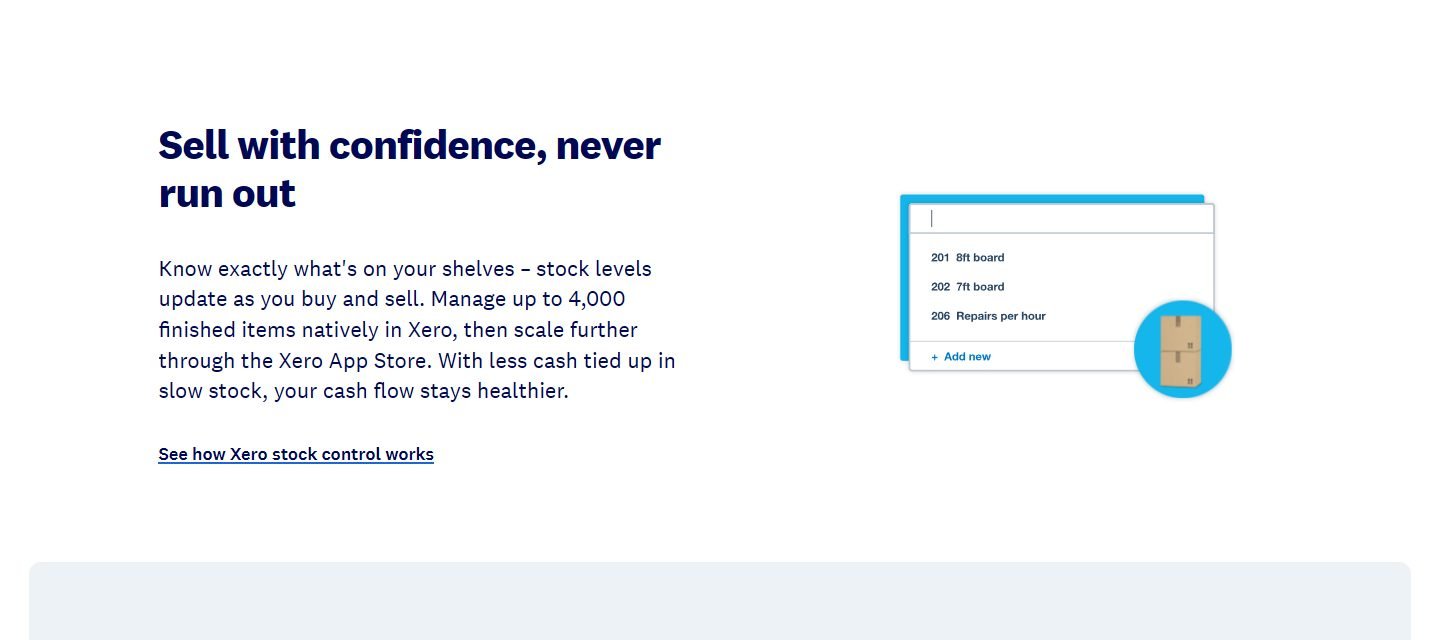 Xero Australia inventory page: manage up to 4,000 finished items natively in Xero