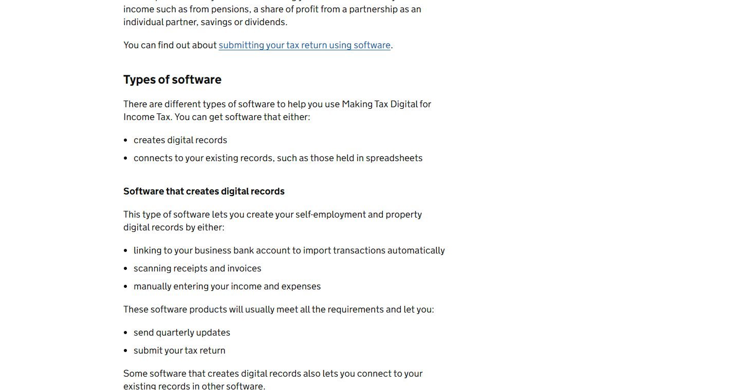 GOV.UK guidance describing software that creates digital records and software that connects to existing records