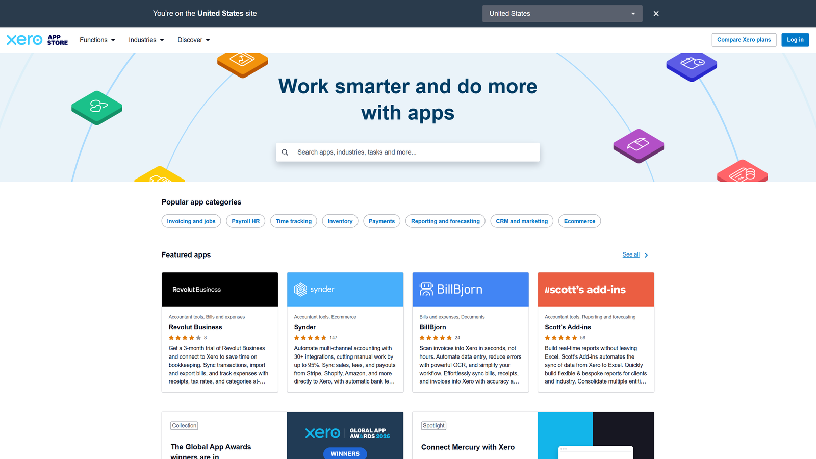 Xero App Store featuring over 1,000 verified third-party business integrations