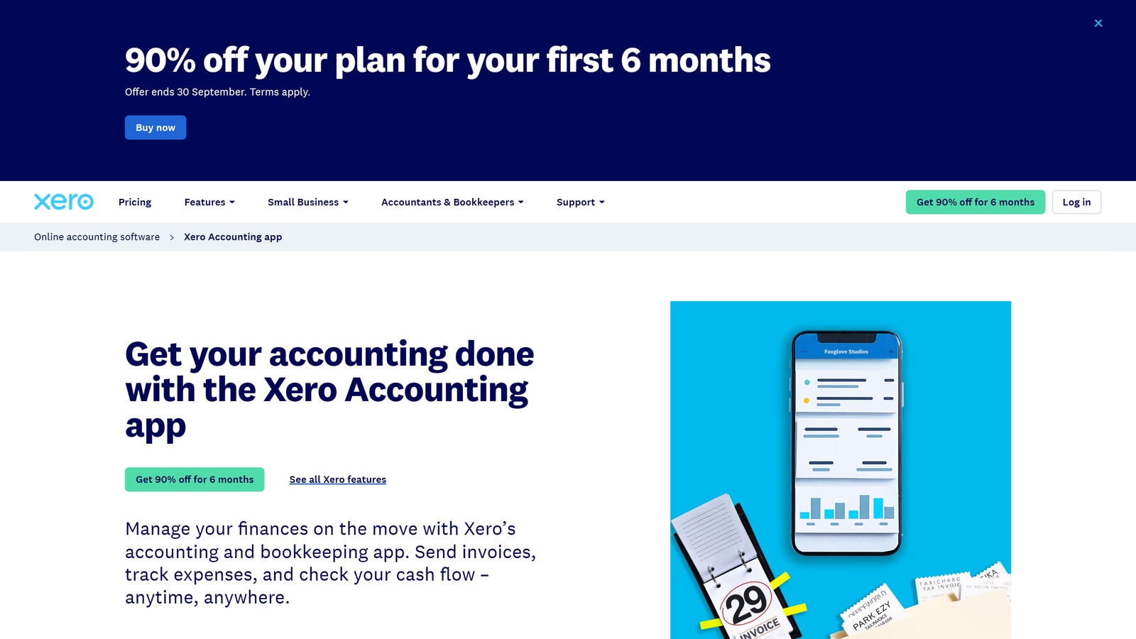 Xero Accounting mobile app on smartphone
